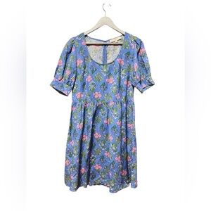 LOFT Blue Floral Puff Sleeve Dress – Size 0
